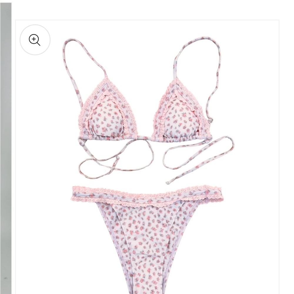 Floral Pink and White Bikini Set